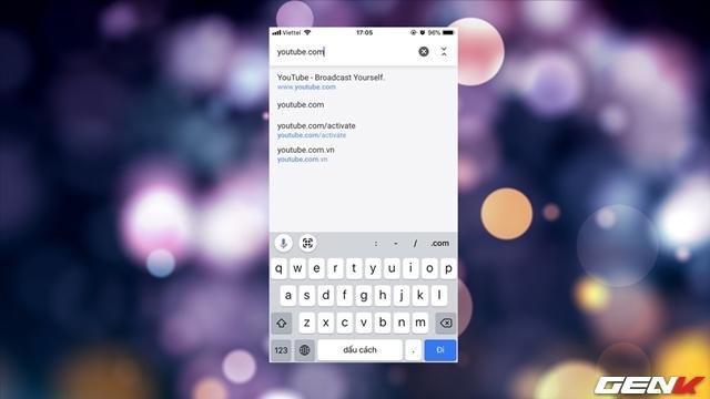 Khởi động ứng dụng Google Chrome và truy cập vào trang web Youtube.
