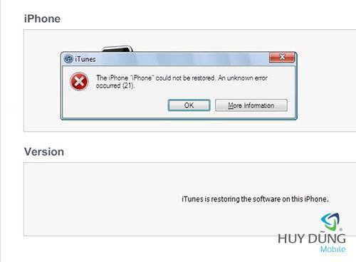 Sửa iPhone 5 restore báo lỗi 21 uy tín lấy liền tại HCM