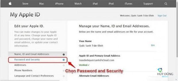 Hướng thay dẫn đổi mật khẩu tài khoản iCloud - Password ID Apple