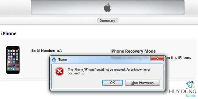 Chuyên sửa iPhone iPad Restore lỗi 9 – Fix error occured (9) uy tín tại HCM