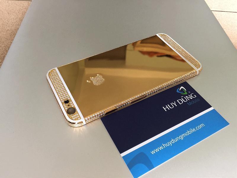 Thay vỏ mạ vàng titan cẩn đá iPhone 6, 6+