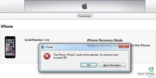 Nhận khắc phục lỗi (9) khi restore iPhone x,8,8 Plus lấy liền tại TPHCM